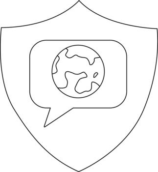 un proteger conteniendo un charla burbuja con un globo dentro vector