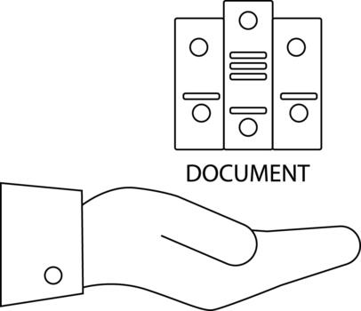 Icon features a hand beneath the word DOCUMENT and three document files above vector