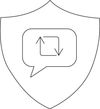 proteger con charla burbuja conteniendo flechas dando vueltas en un cuadrado vector