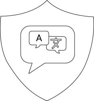 un proteger contorno con apilado habla burbujas uno con el letra un y el otro conteniendo un chino personaje vector