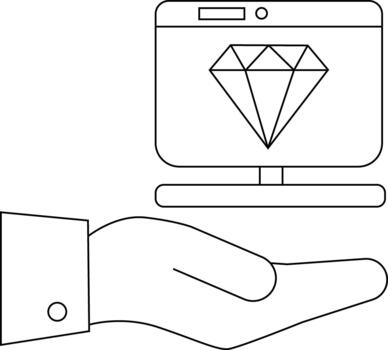 mano participación un computadora pantalla ese muestra un diamante gráfico vector