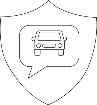 un proteger con un coche dentro un habla burbuja en el centrar vector