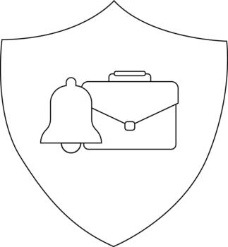 un proteger con un campana y maletín contornos dentro vector