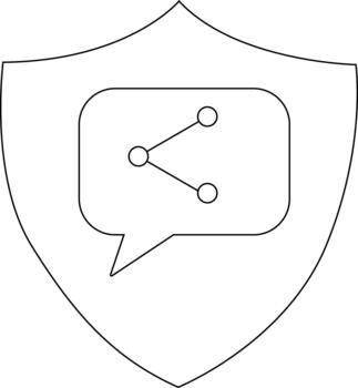 un proteger contiene un habla burbuja con un central punto conectado a dos otros vector