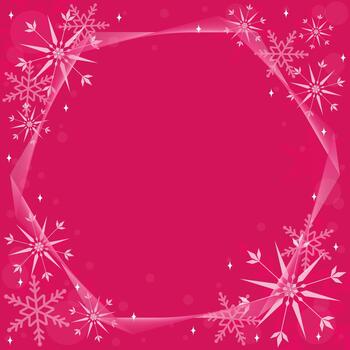 Pink Background Wallpaper Decorated With Hexagonal Frame Lines And Sparkling Snowflakes vector