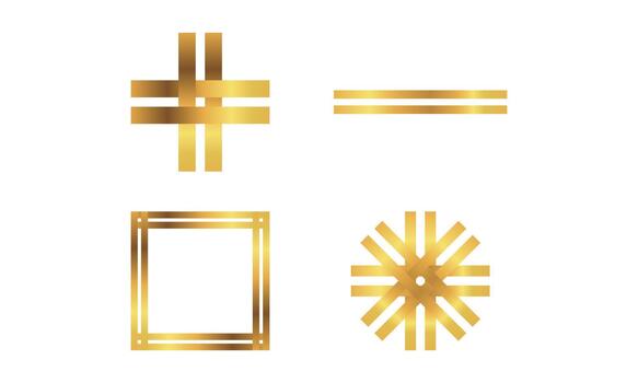 Abstract Geometric Golden Cross Symbol Representing Addition, First Aid, or a Simple Elegant Decorative Element vector
