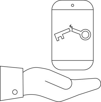 A phone screen shows a broken key held in a hand vector
