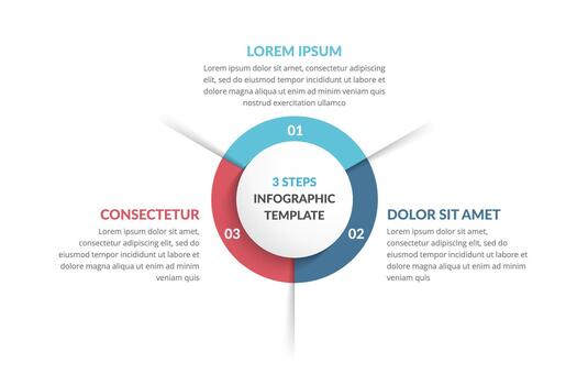 Circle diagram template with three steps or options, infographic template for web, business, presentations, process, workflow vector