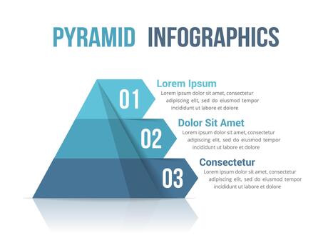 Pyramid with three segments, infographic template for web, business, reports, presentations, etc vector