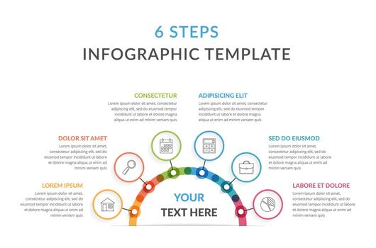 Circle diagram with 6 elements, infographic template for web, business, reports, presentations, etc vector