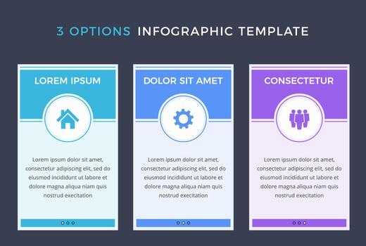 Infographic template with three options or steps, process, workflow template vector