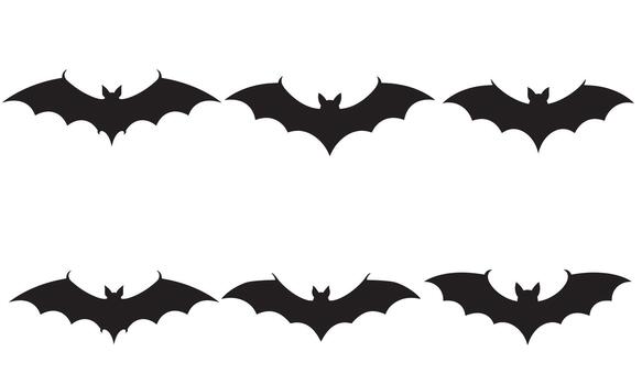 Row of flying bats in a distinctive silhouette style vector