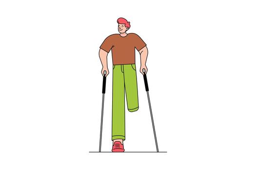 Man Standing With Single Leg Illustration vector