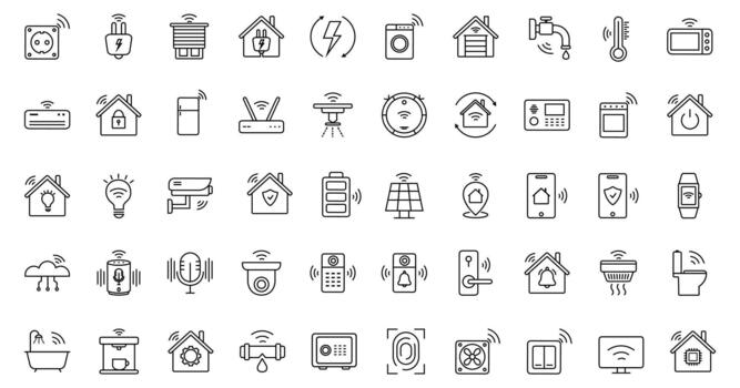 Smart home icons set. Home automation and remote monitoring. Line set of smart home icons. vector