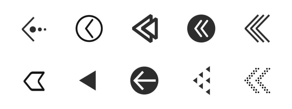 Swipe left arrow, scroll or slide button. Set simple modern for social media with business infographic. Left arrow Ui button symbol. Swipe Up icons for social media stories. vector