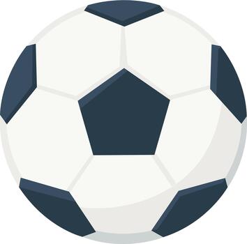 Flat illustration of a classic soccer ball with bold smooth shapes and minimal shading vector