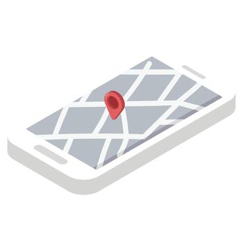 Smartphone with Map and Location Pin Graphic vector