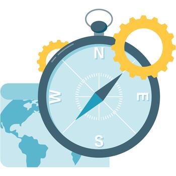 Classic Compass with Folded Navigation Map vector