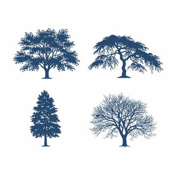 Diverse tree silhouettes collection graphic design element vector