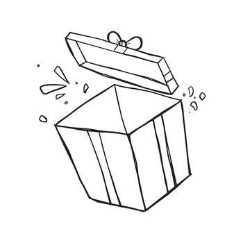 Hand Drawn Sketch of Open Empty Gift Box with Lid vector