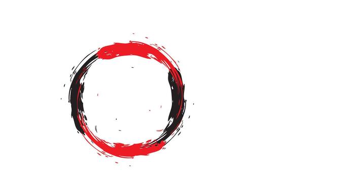 Abstract Red and Black Circular Brushstroke Design with Splatter Effect. vector