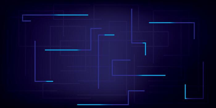 Luminous light blue geometric lines creating a futuristic technological maze pattern. vector