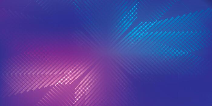 Abstract digital background with glowing pink and cyan diagonal line patterns on a vibrant blue and purple gradient. vector