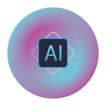 Abstract AI Logo on Gradient Swirl Background. vector