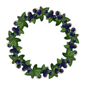 Red currant wreath frame with fresh berries text vector