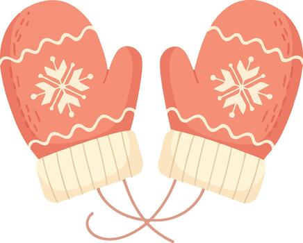 esmalte de flujo de luciérnaga de el pastel coral y crema mitones, conectado con un cuerda vector