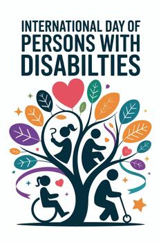 International Day of Persons with Disabilities with Tree of Life and Colorful Symbols design vector