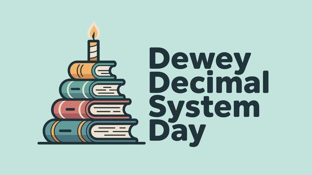 dewey decimal sistema día con apilado libros y vela ilustración vector