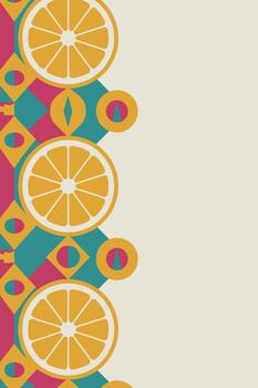Bright Citrus Frame with Geometric Shapes and Pops of Color vector