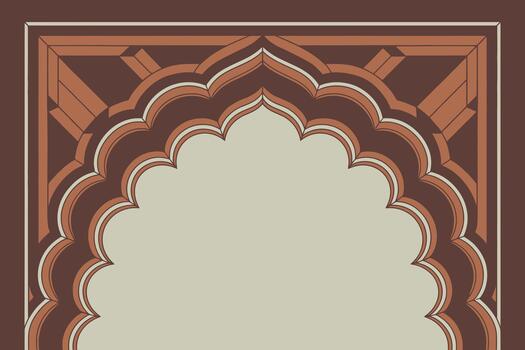 Mughal Arch with Geometric Wood Inlay Pattern Design Artwork vector