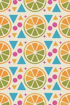 Citrus Pattern with Colorful Triangles and Dots vector