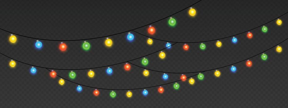 Cascading mini lights in layered waves dynamic festive composition for banners vector