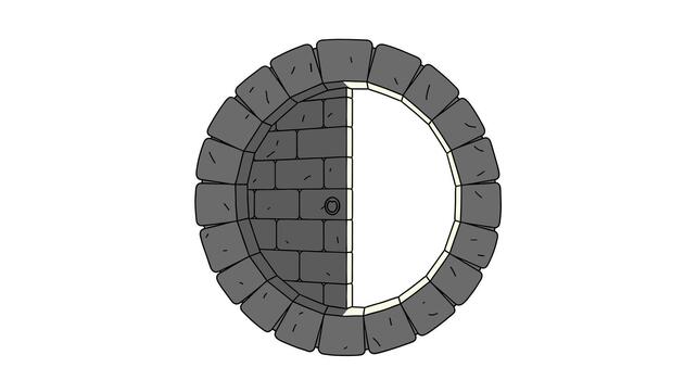 estilizado Roca bien ilustración circular bien apertura con detallado ladrillo textura para juegos, gráficos y diseño proyectos, oscuro y luz, aislado vector