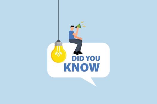 Did you know, man talk on megaphone on did you know speech bubble vector