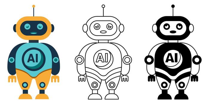 Digital ai robot isolated flat illustration vector