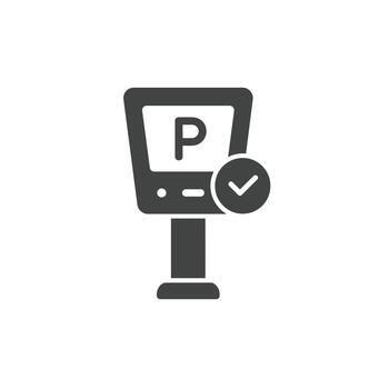 Digital parking meter with a check mark for smart parking and urban mobility solutions vector