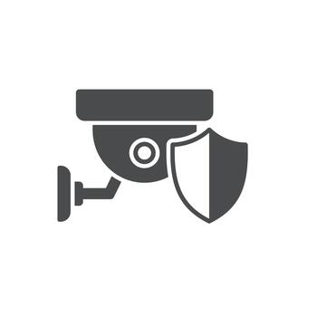 AI powered security camera with a shield for smart city surveillance and protection vector