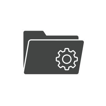 Folder with a gear icon representing project settings and document management systems vector