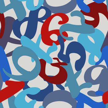 Overlapping hand drawn numbers pattern in blue and red ink for vibrant back to school design for student supplies vector