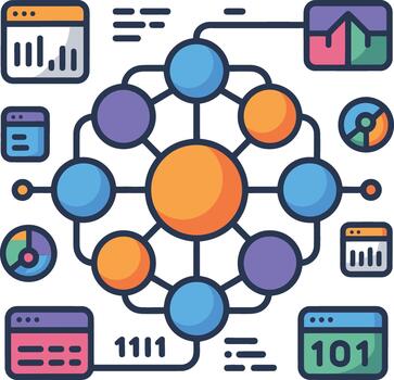 Modern Clean Centralized Network Data Management Information vector