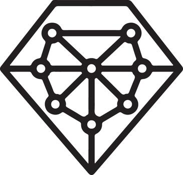 Abstract diamond-shaped network structure featuring interconnected nodes and lines, symbolizing data connections, blockchain technology, and digital integrity vector
