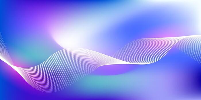 Abstract blue gradient background with shining lines waves. Minimalist background for banner vector