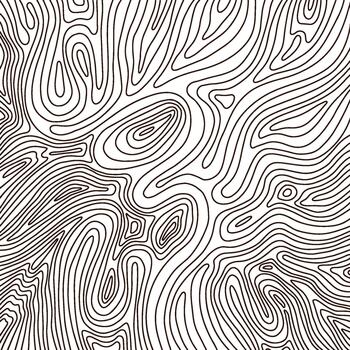 Square Black and white topographic map linear background. Topographic map lines. Monochrome topographic terrain lines. Cartography terrain contour lines backdrop. hand drawn design. vector