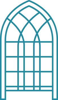 Gothic arched window frame outline vector