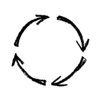 cycle ecological Hand drawn recycle arrow icon Recycling resources symbol Reuse of materials, zero waste, green environment, saving the planet vector