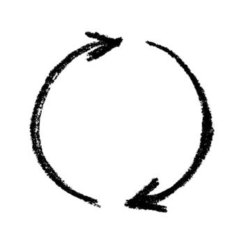 Hand drawn recycle arrow icon Recycling resources symbol Reuse of materials, zero waste, green environment, saving the planet cycle concept vector